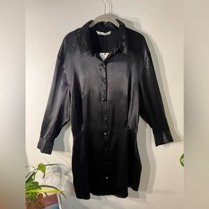 ZARA - Black Satin Feel Mini Dress - XL - NWT